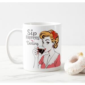 Sip Happens, Darling! Sassy Retro Pinup Mug